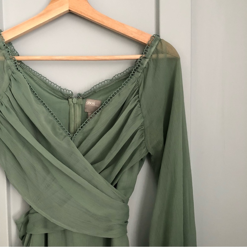 ASOS Mint Green Sheer Wrap Mini Dress
